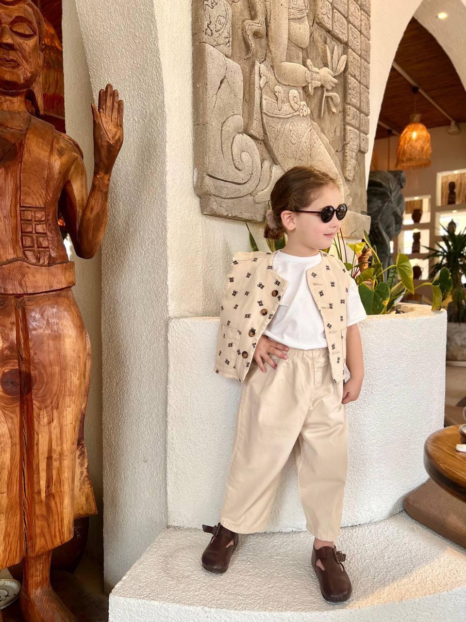 Krem Rengi Balon Pantalon